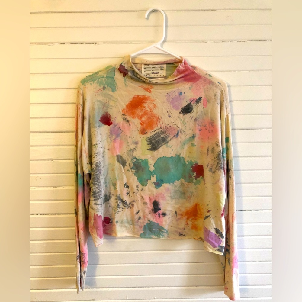 Abstract STATE long sleeve tee. cotton and spandex. Soft pastel colors.